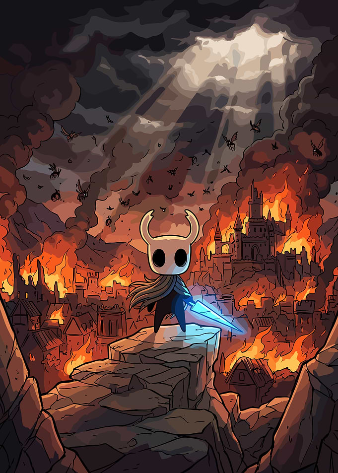 The Knight Standing Before Burning Hallownest