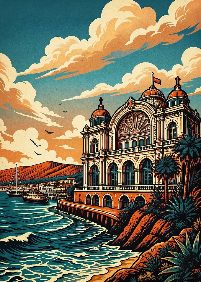 Mediterranean Palace Retro Travel A