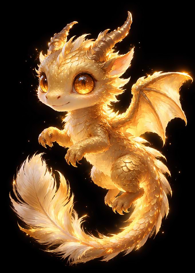 Adorable Golden Baby Dragon