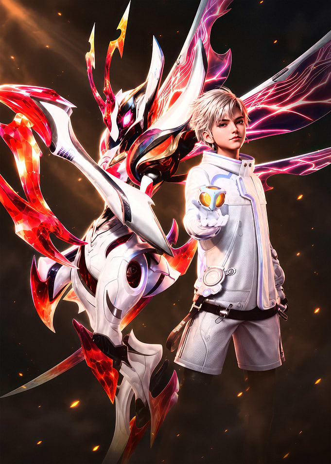 Anime Boy with Mecha Spirit