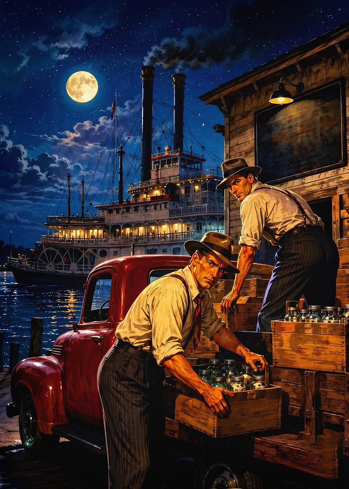 Moonlight Smugglers Retro Poster Ar