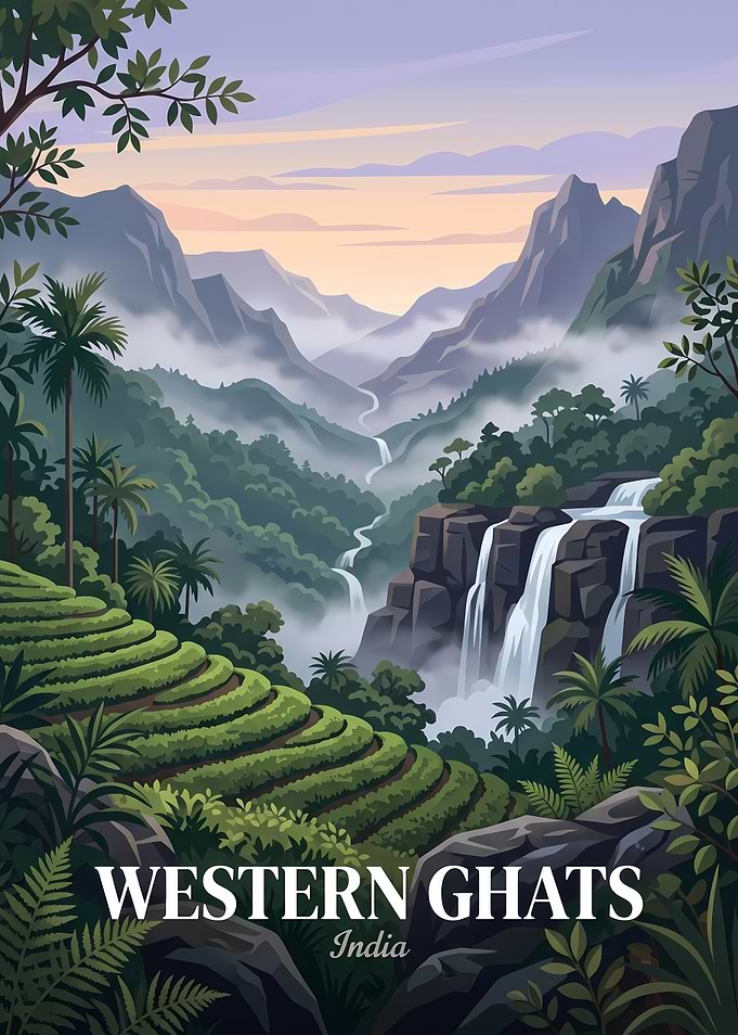 Western Ghats India Travel Poster