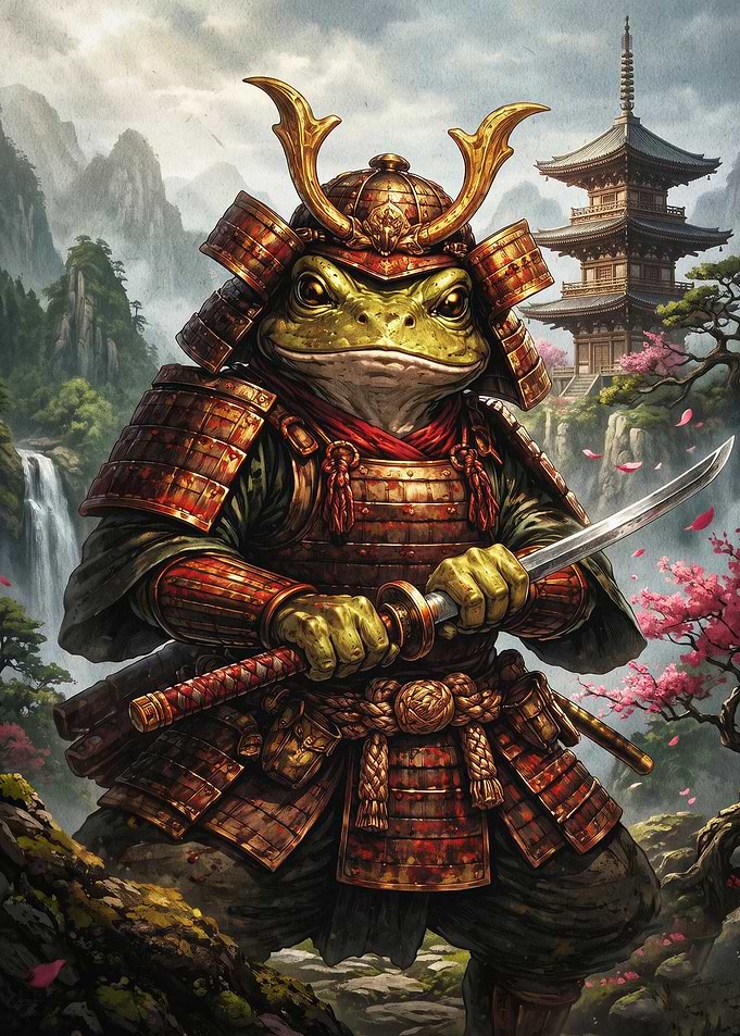Samurai Frog Warrior Japan Art