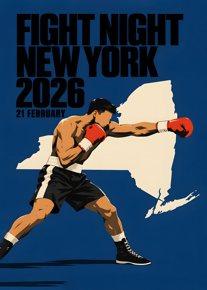 New York Fight Night Boxer Jab Blue Poster