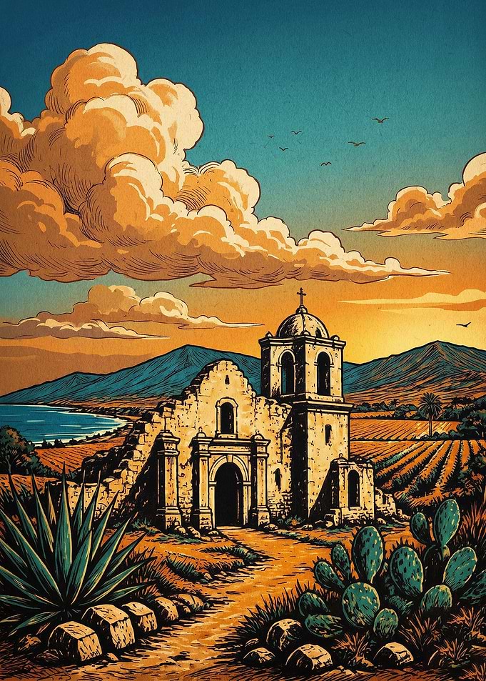 Desert Mission Vintage Poster