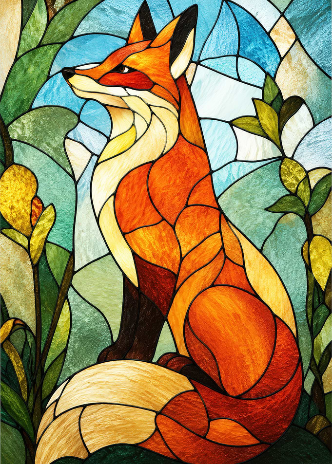 Stained Glass Fox Art