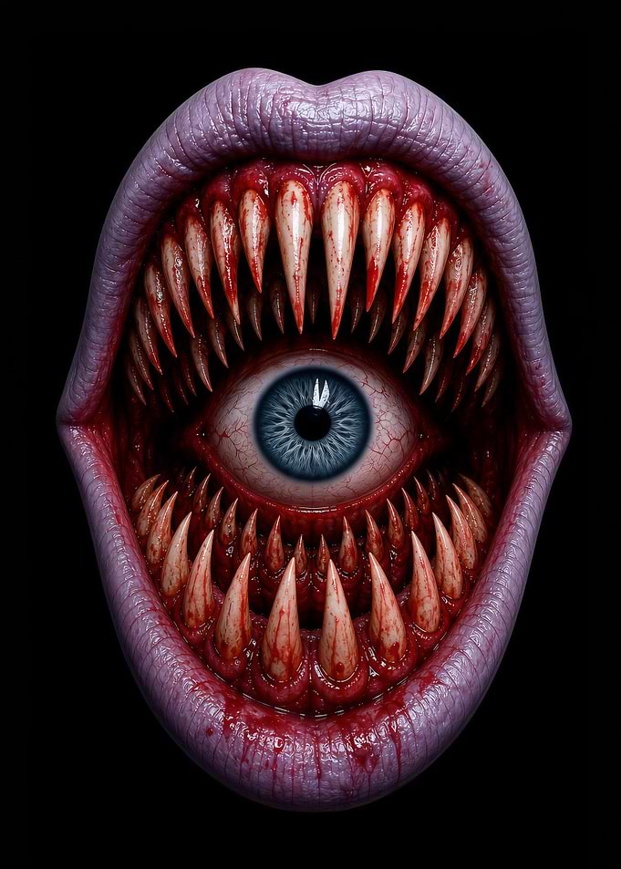 Surreal Horror Eye and Mouth