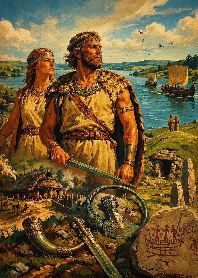 Viking Warriors Norse Ship Retro Ar