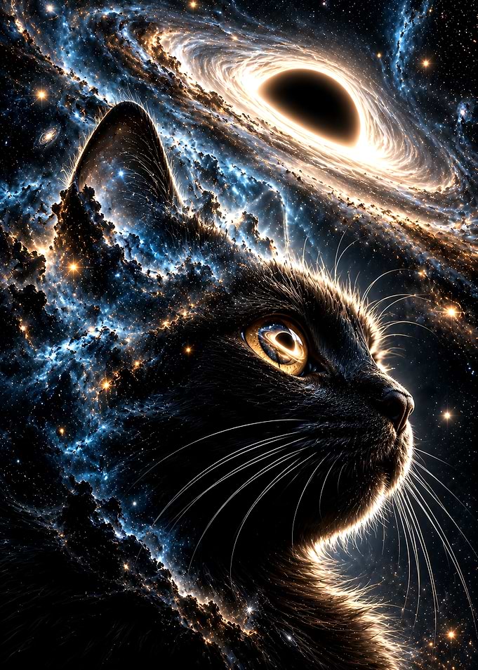 Cosmic Black Cat and Black Hole