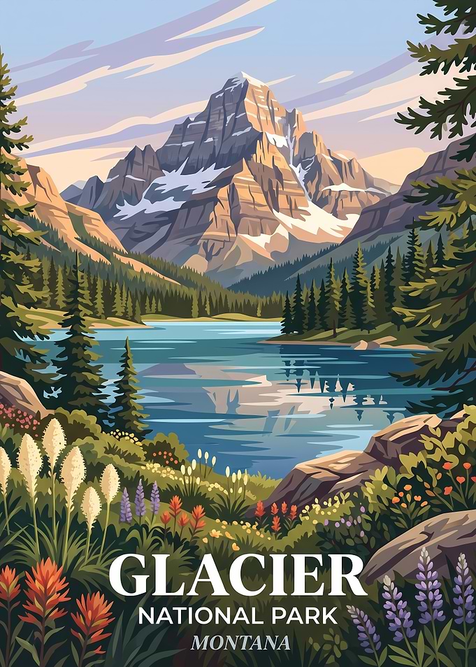 Glacier National Park Vintage Poster