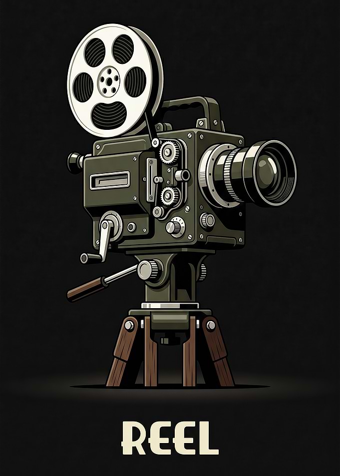 Vintage Graphic Film Camera Illustration