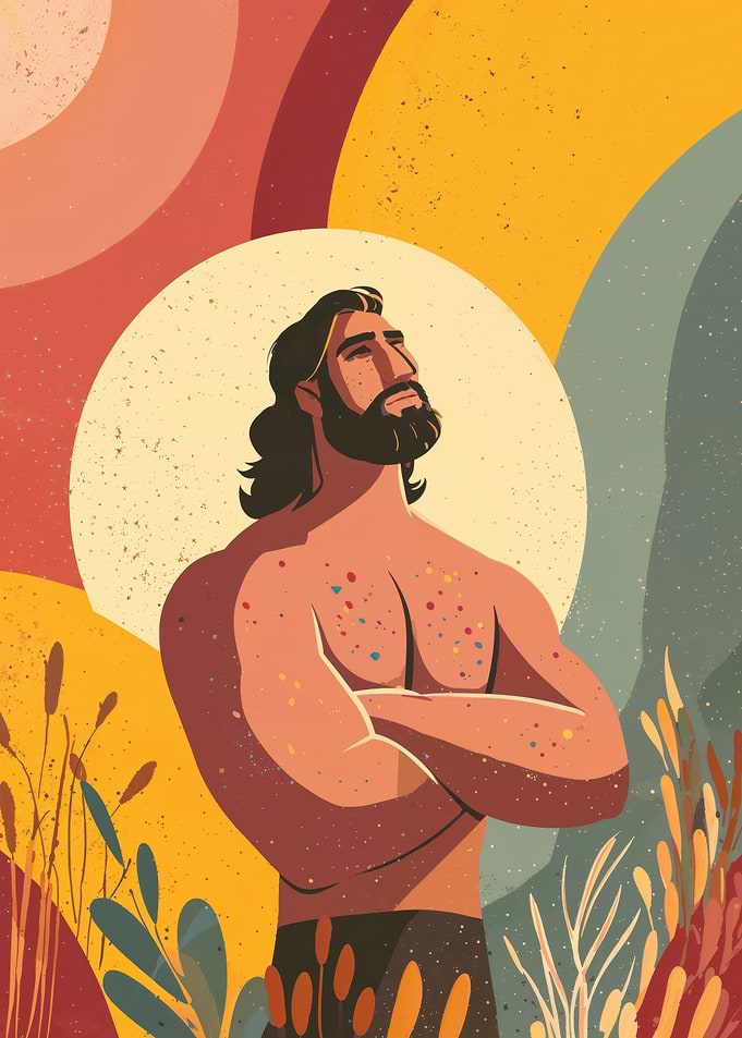 Bearded Man With Crossed Arms And Halo