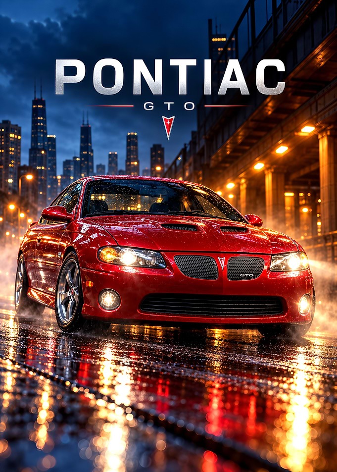 Red Pontiac GTO City Night Drive