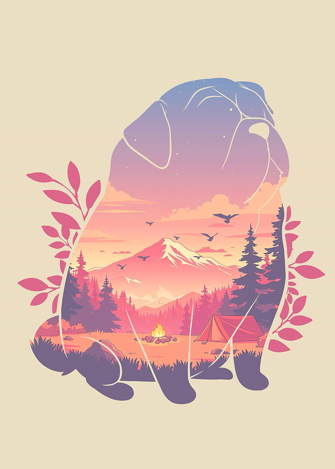 Pug Dog Camping Forest Nature