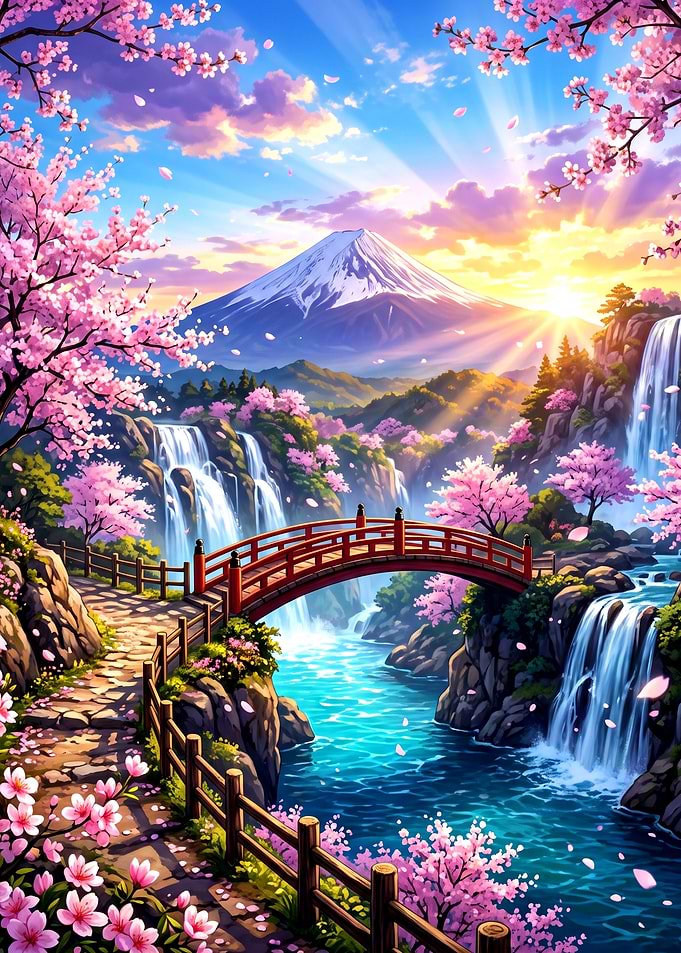 Mount Fuji Cherry Blossom Landscape