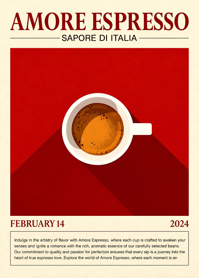Amore Espresso Minimalist Coffee Poster