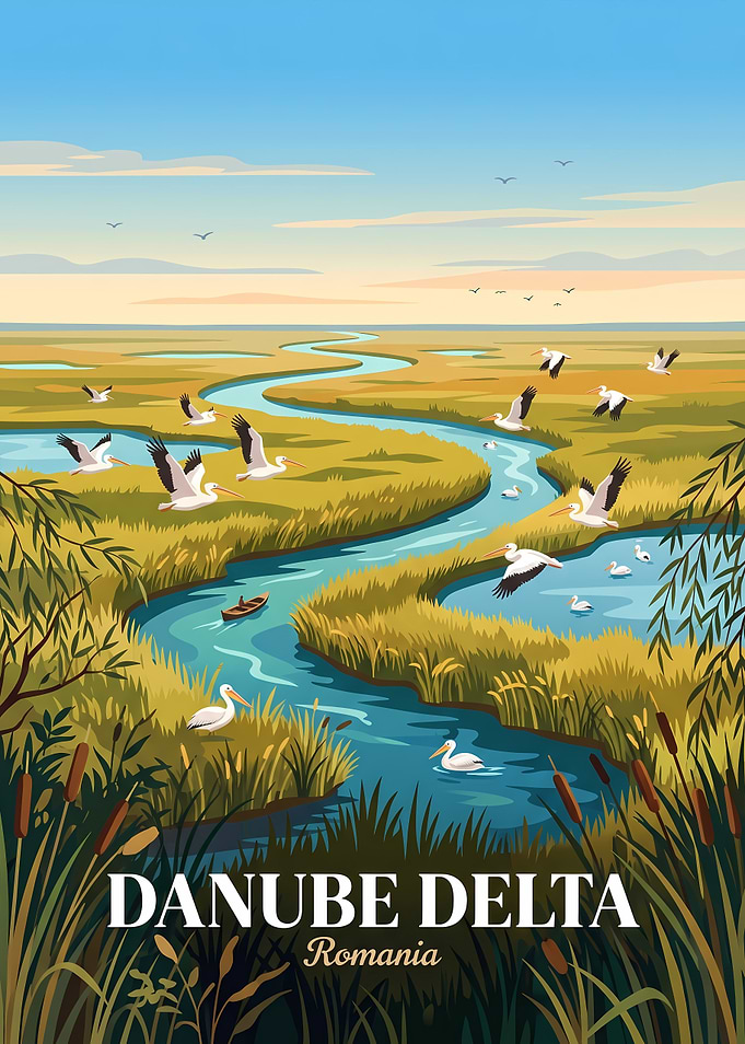 Danube Delta Romania Travel Poster
