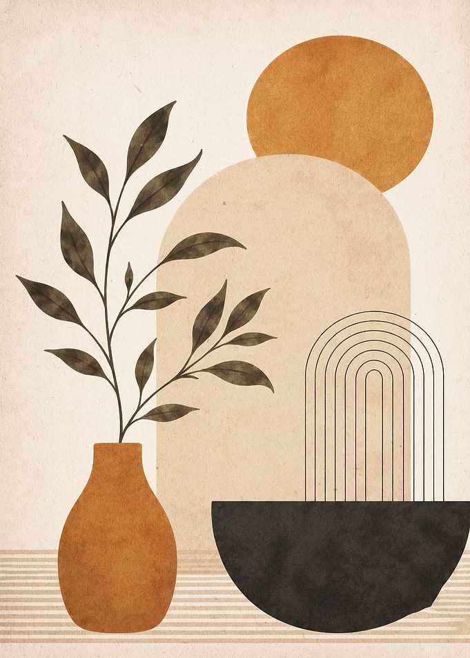 Boho Plant Minimalist Sun Art
