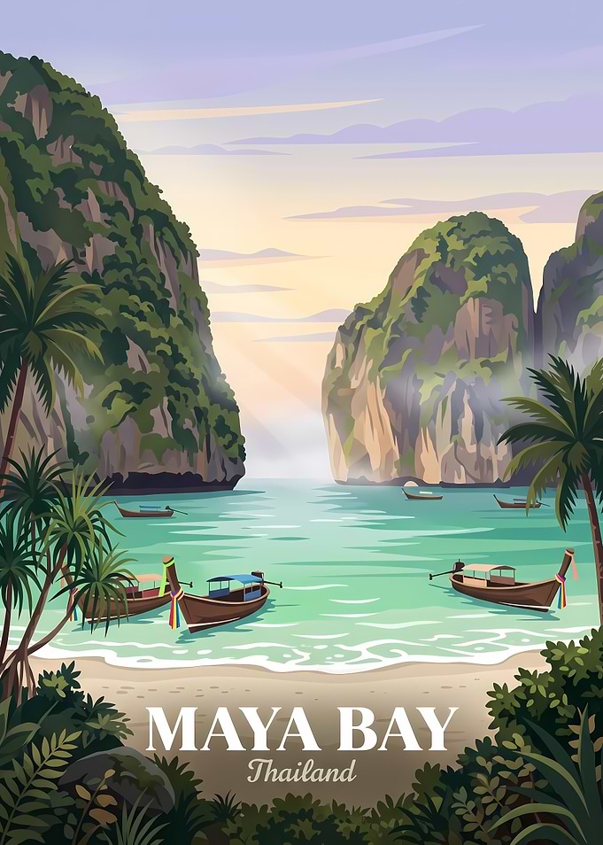 Maya Bay Thailand Travel Poster