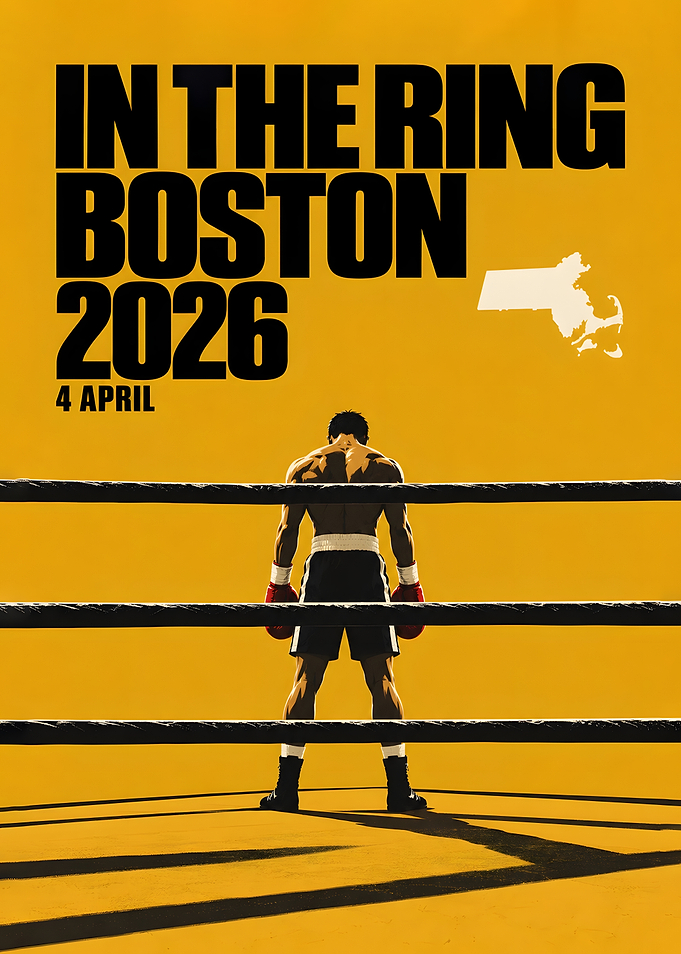 Boston Boxing In The Ring Ropes Yellow Poster