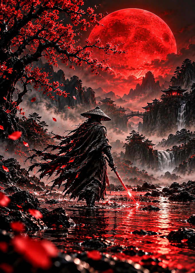 Samurai Under a Blood Red Moon