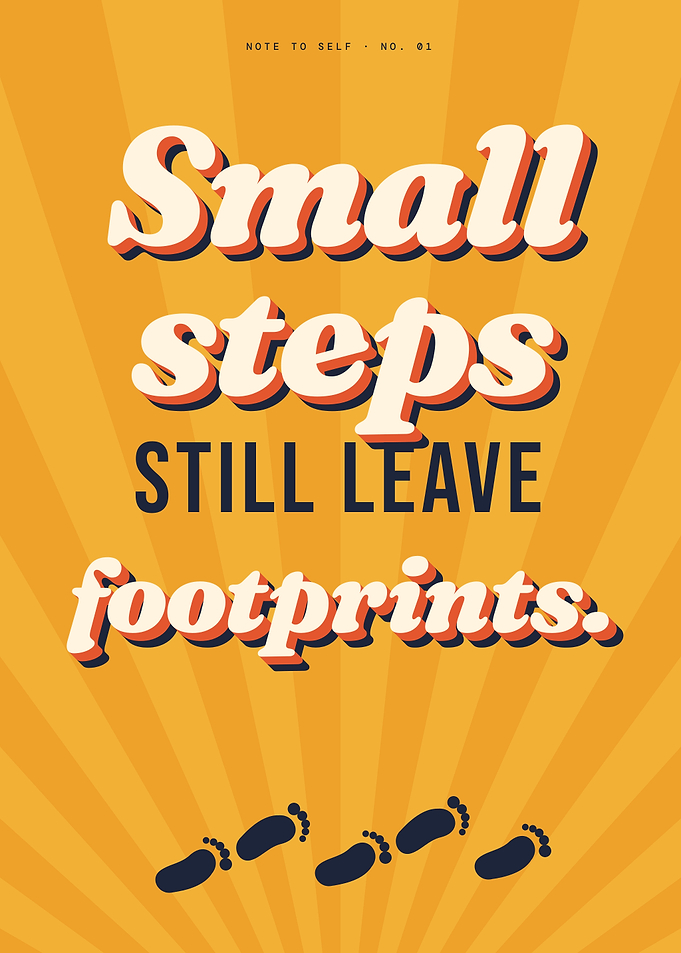 Motivational Wall Art – Small Steps, Retro Sunburst