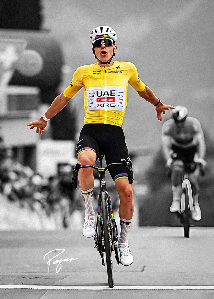 Tadej Pogačar Cycling Victory Celebration
