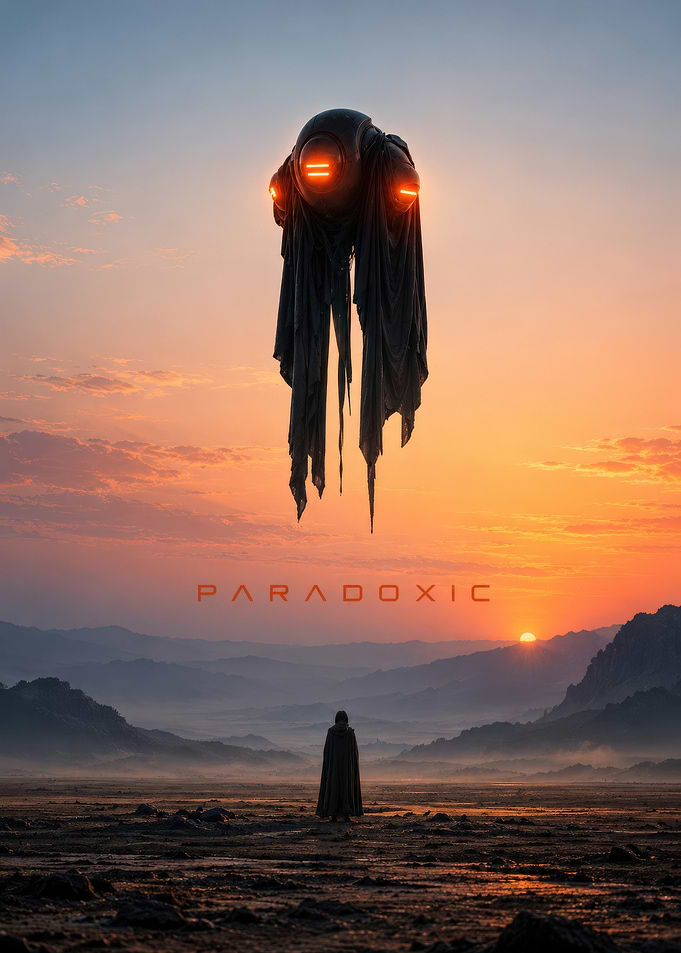 Paradoxic Sci-Fi Landscape with Floating Entity