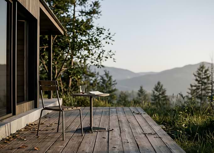 Serene Mountain Terrace with Table
