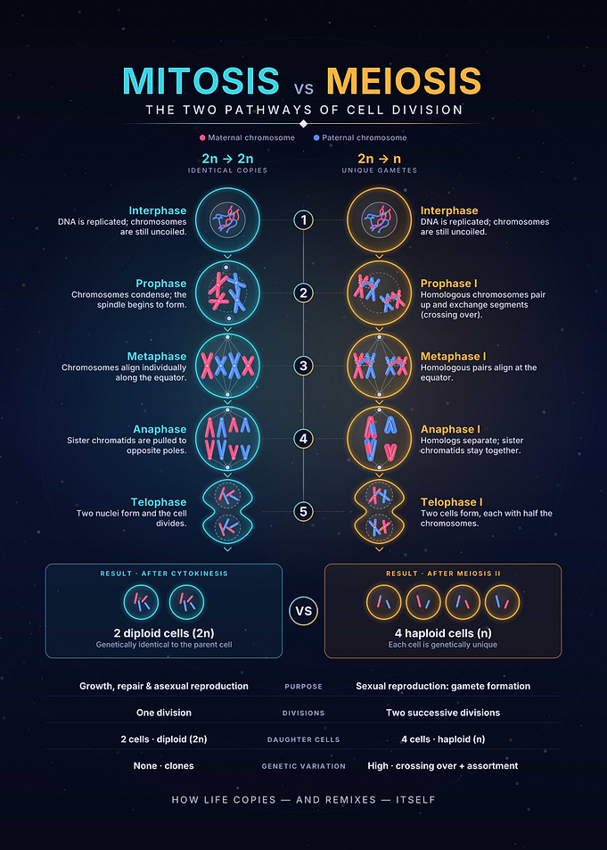 Mitosis vs Meiosis Educational Infographic