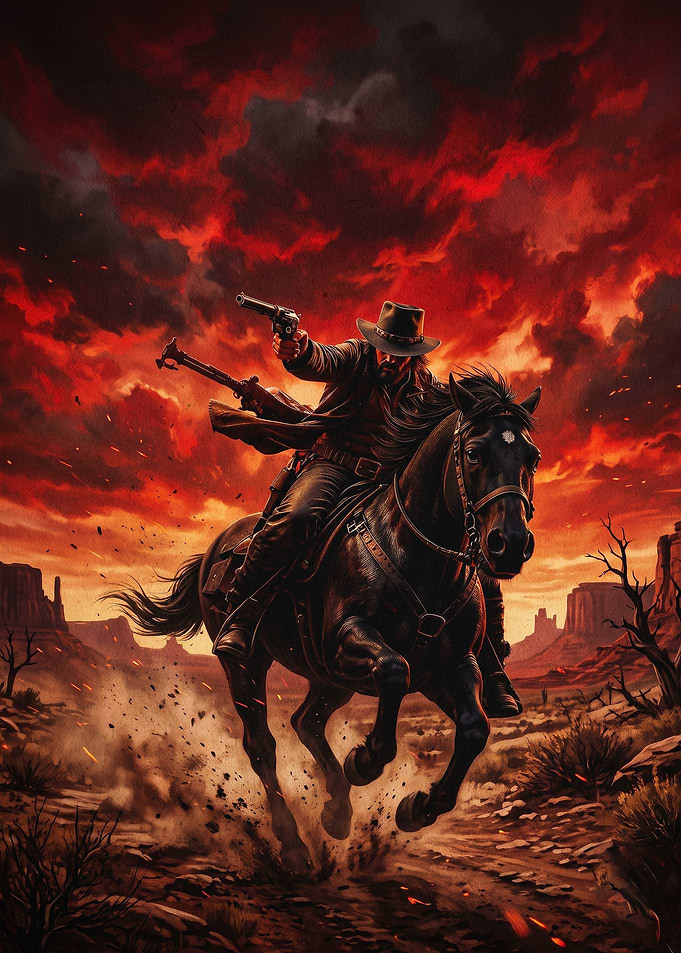 Wild West Cowboy Horse Dark Art