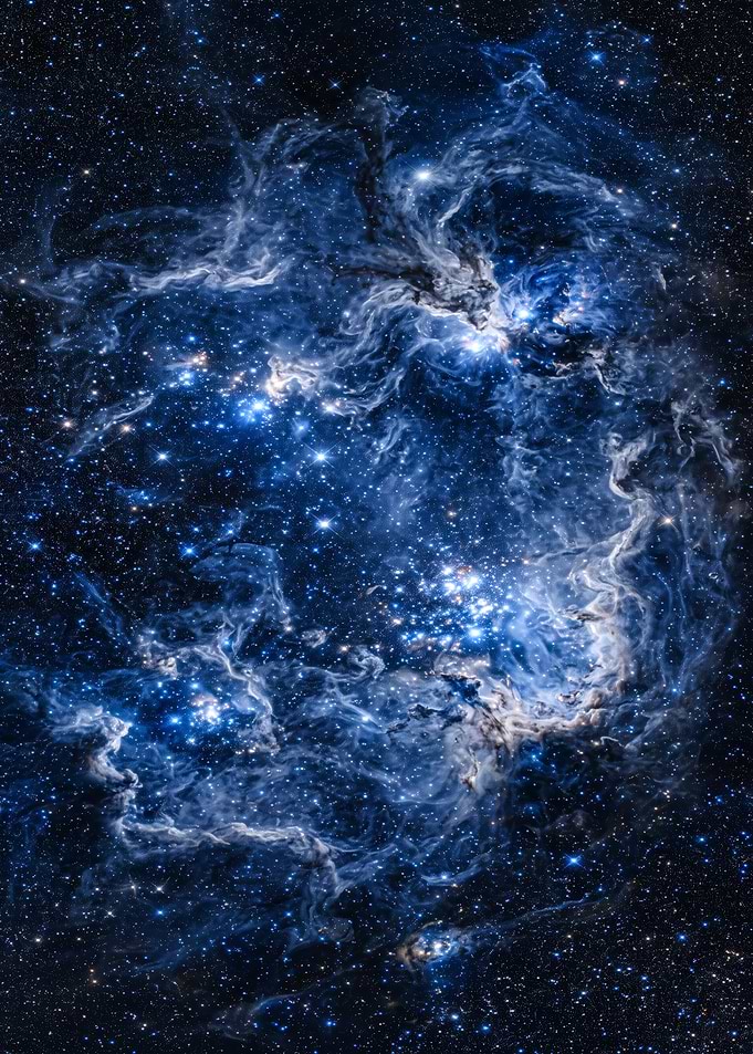 Stunning Blue Nebula Star Cluster