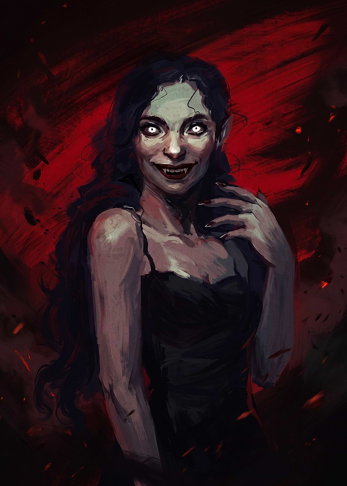 Sinister Vampire Woman Portrait