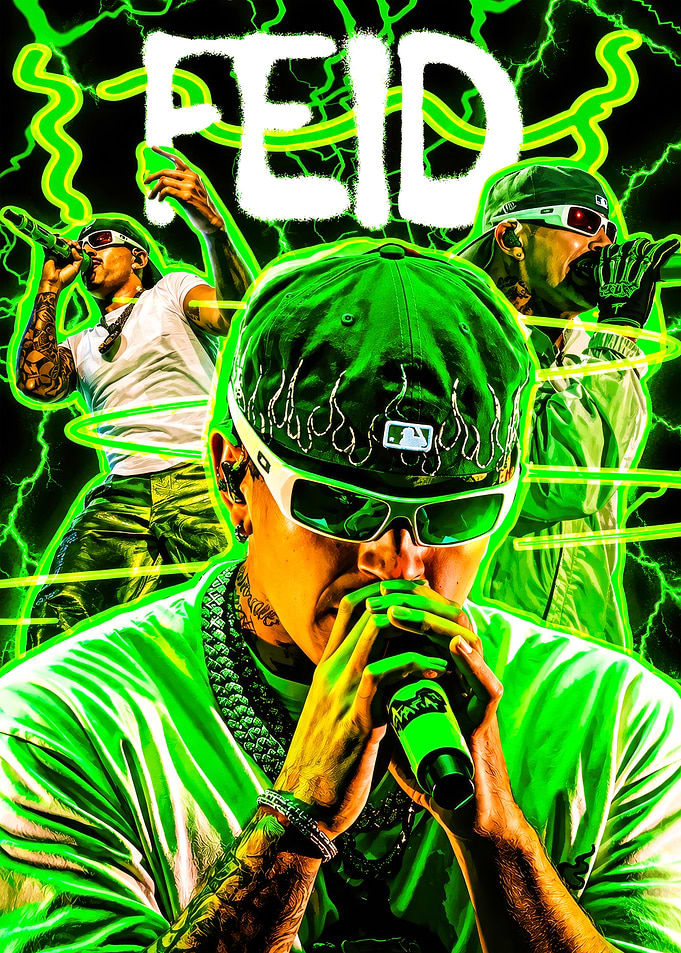 Feid Neon Green Concert Poster