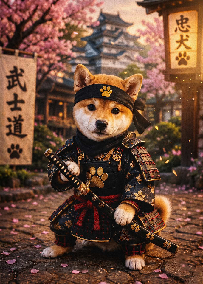 Shiba Samurai Dog Japan Art Poster
