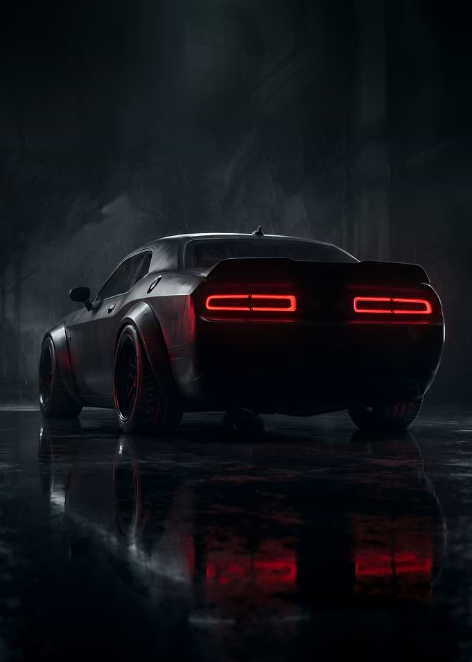 Dark Matte Black Dodge Challenger