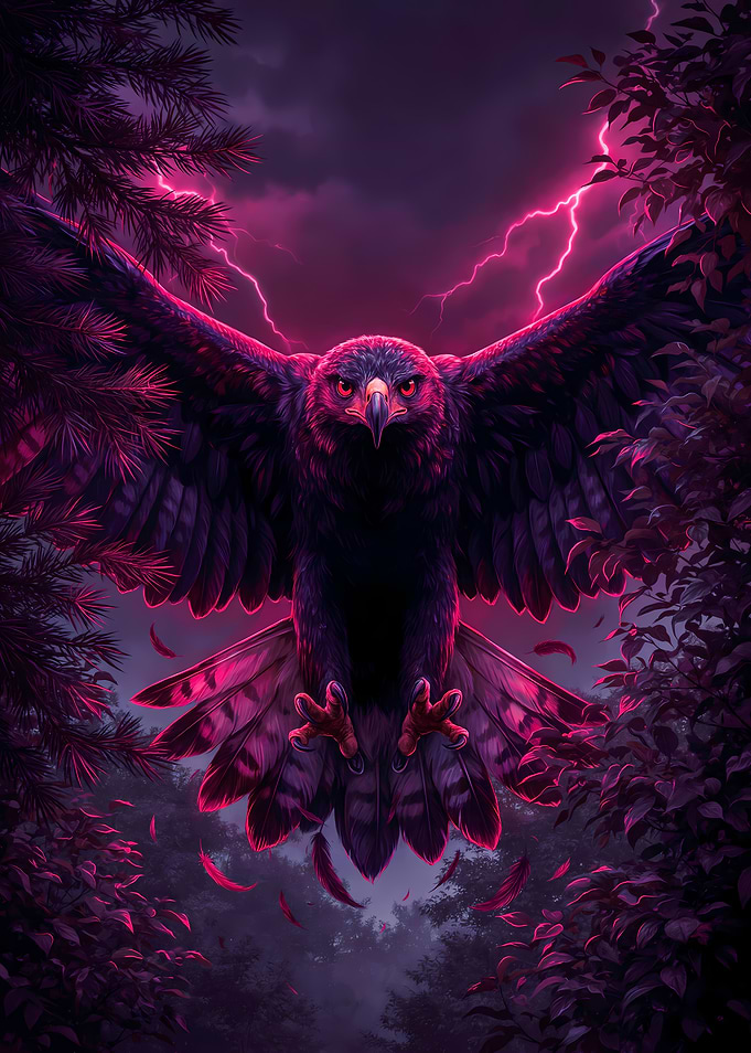 Majestic Eagle in Neon Storm