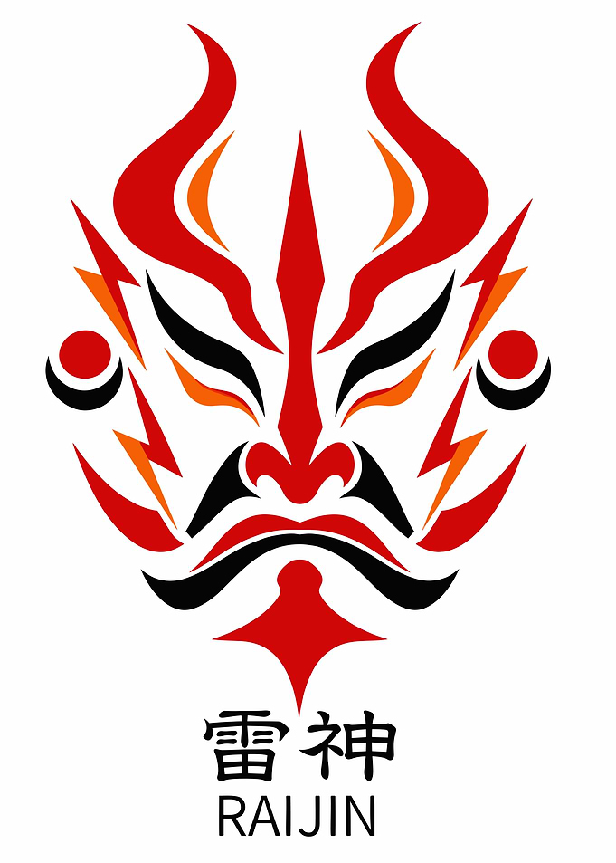 Raijin Japanese Thunder God Mask Design