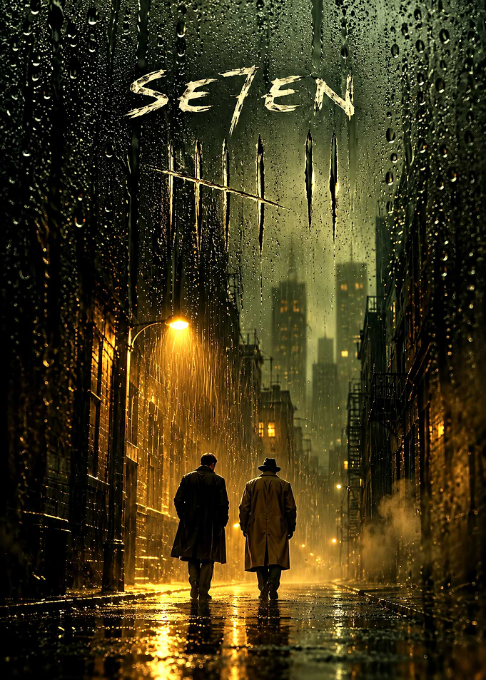 Se7en Movie Poster Rain Scene