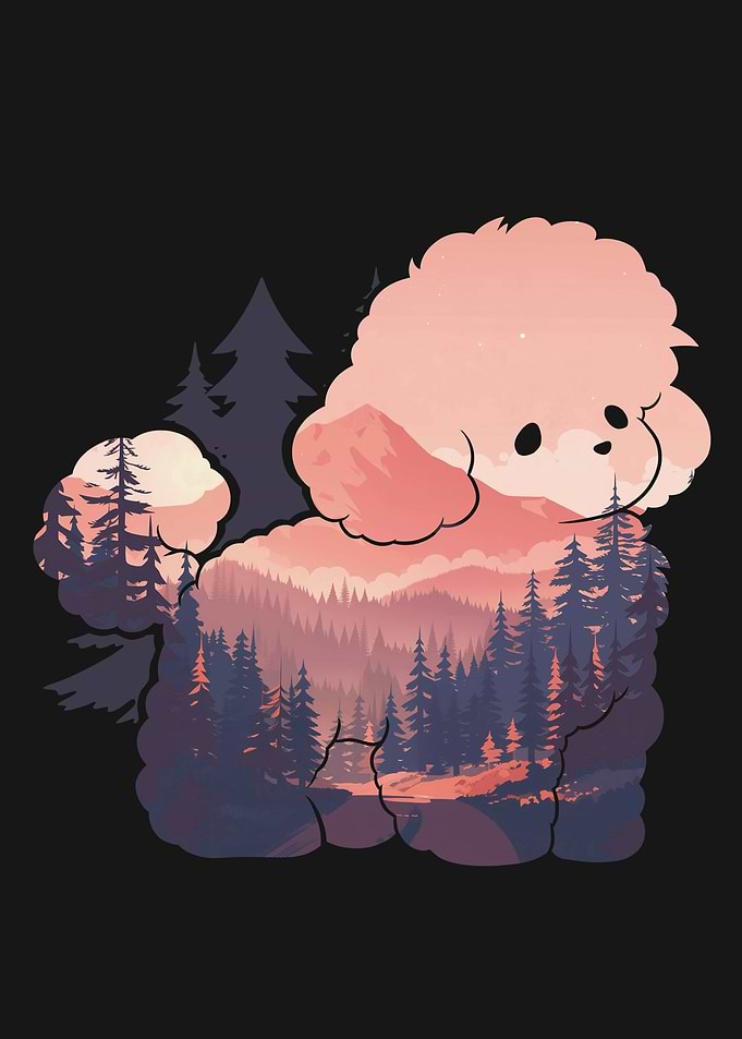 Fluffy Poodle Dog Forest Mountain