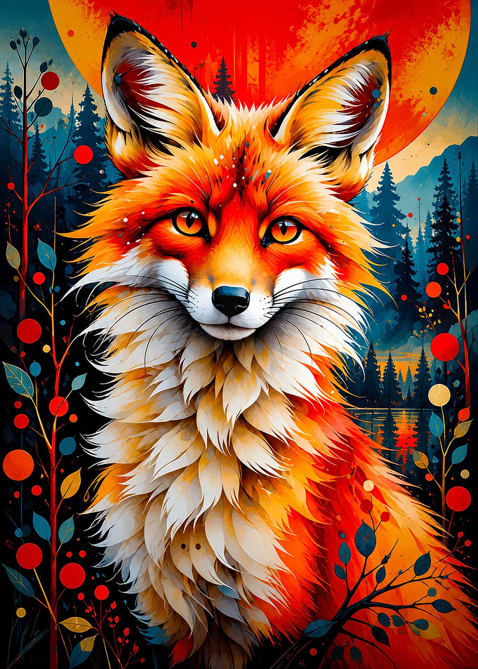 Vibrant Artistic Fox Portrait