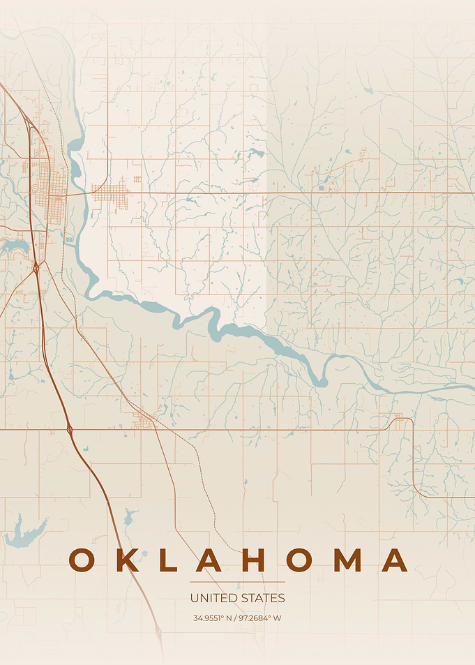 Minimalist Oklahoma City Map Print