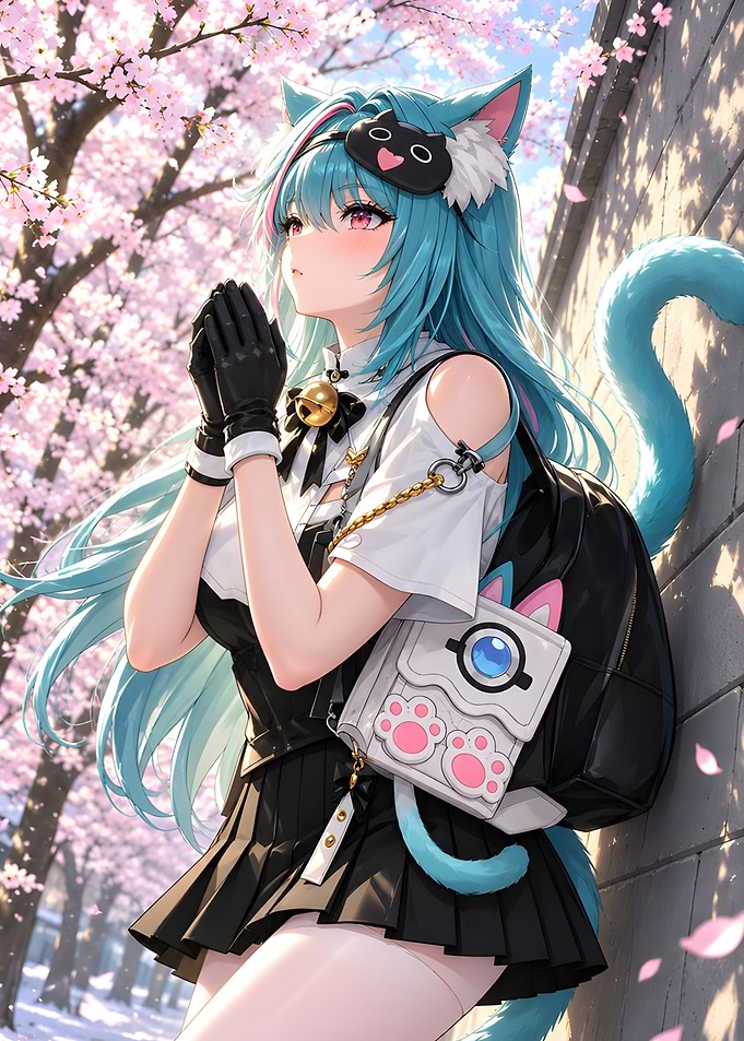 Anime Cat Girl Under Cherry Blossoms Neverness to Everness