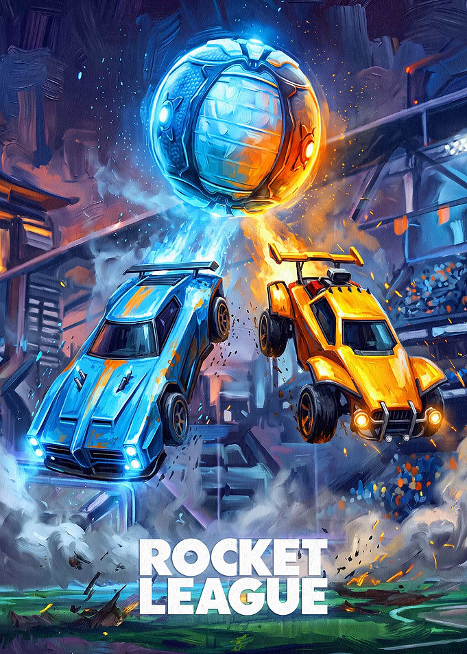Rocket League Action Game Poster
