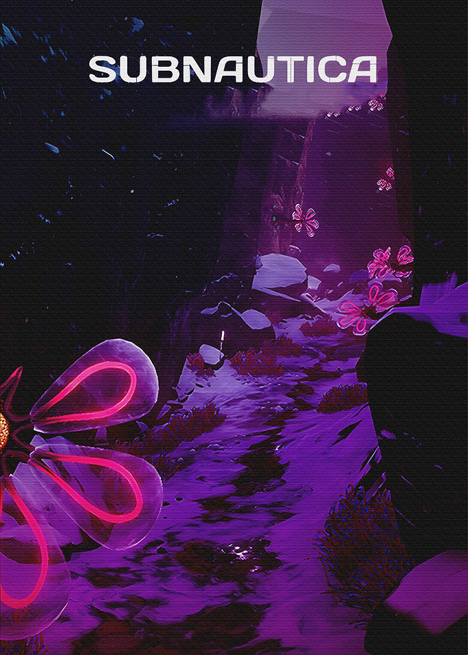 Subnautica Purple Bioluminescent Underwater Scene