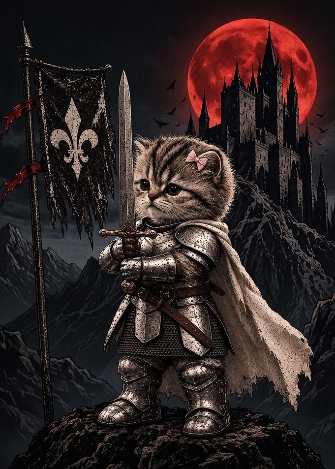 Warrior Kitten Knight with Sword