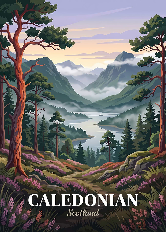 Caledonian Scotland Landscape Travel Poster