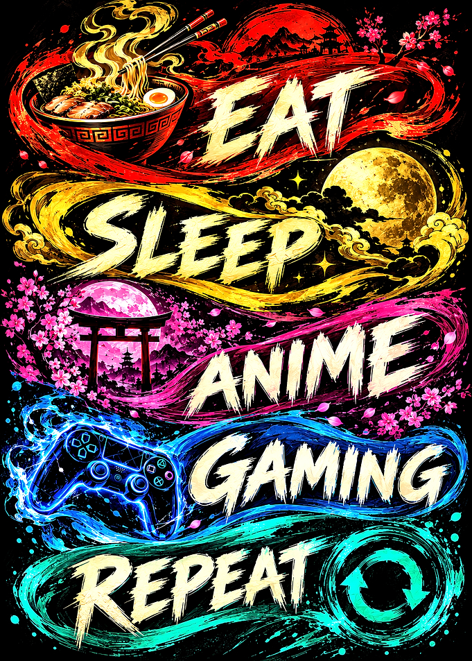 Eat Sleep Anime Gaming Repeat Poster
