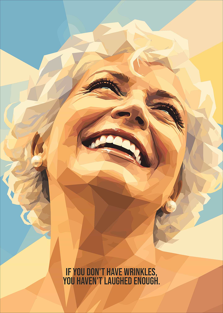 Inspirational Laughing Woman Low Poly Poster