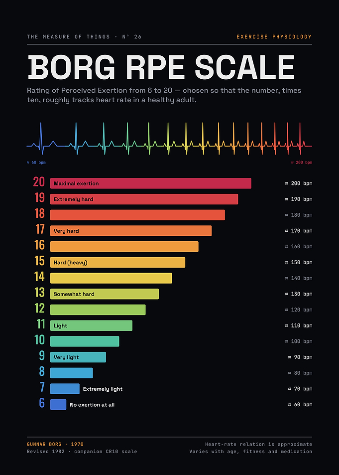 Borg RPE Scale – Rating of Perceived Exertion 6 to 20